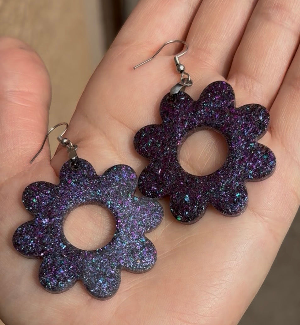 Cosmic Flower Hoops